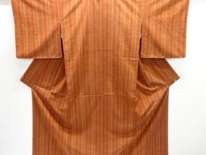 縞に抽象模様織り出し手織り紬着物